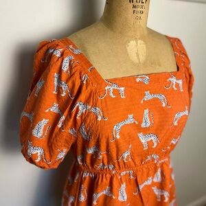 Michelle McDowell orange animal print short sleeve top size large